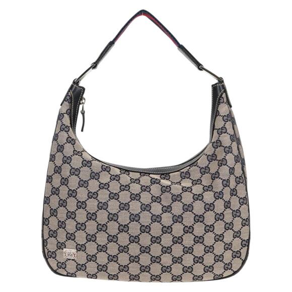 GUCCI GG Canvas Sherry Line Shoulder Bag Navy Beige Red - Picture 13 of 16